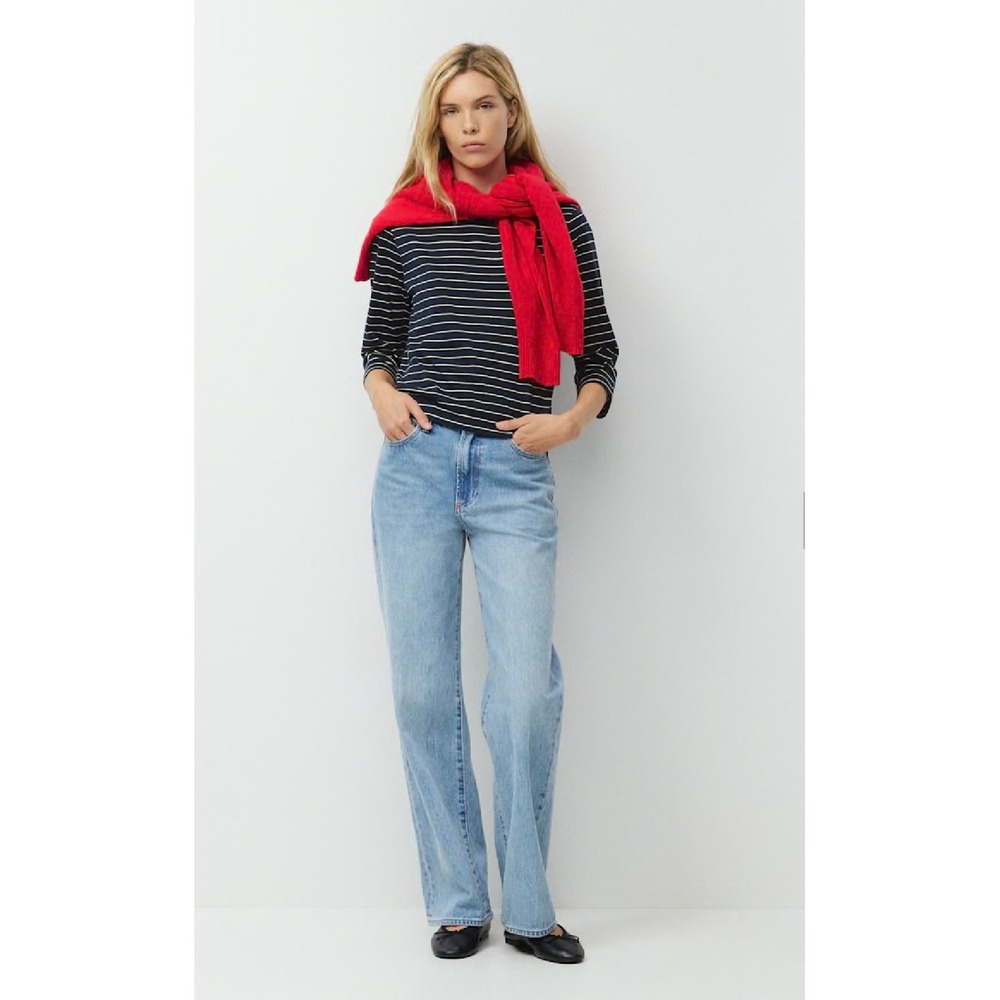 Denim Forum The Farrah Hi-Rise Wide Jean 24 Light Blue Cotton 70s Retro Aritzia